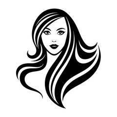 woman head beautiful logo icon vector  silhouette 