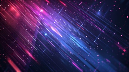 Naklejka premium Abstract background with glowing lines and particles, futuristic neon color scheme, dynamic and energetic design. Concept of technology, data, speed, movement, and digital art.