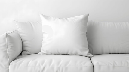 Naklejka premium Blank white pillow mockup on white sofa