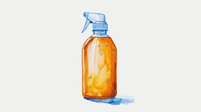 recommend clip art: A practical watercolor clipart of a sunscreen bottle, perfect for a summer safety theme on a white background
