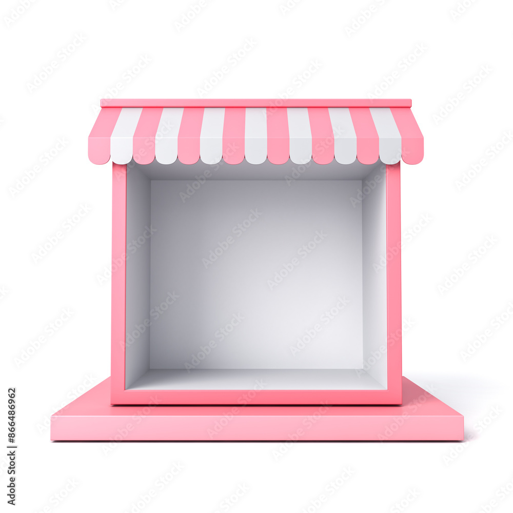 Poster blank sweet pink exhibition booth store showcase or blank minimal product display podium kiosk shop 