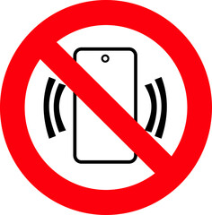 Red, white and black colored prohibition sign no mobile phones allowed beyond this point. Illustration made June 28th, 2024, Zurich, Switzerland.