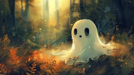 "Spooky Sweet: Illustration of a Cute Ghost"