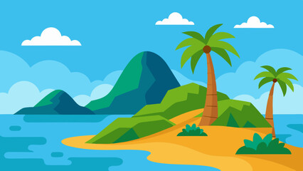 Landscape Saona Island Illustration