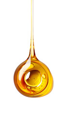 Top view of oil drop dripping isolated on transparent background