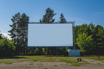 Blank Outdoor Movie Screen in a Park Setting