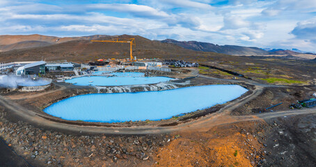 Aerial view of the Blue lagoon in Iceland. The most famous and popular SPA place in Iceland....