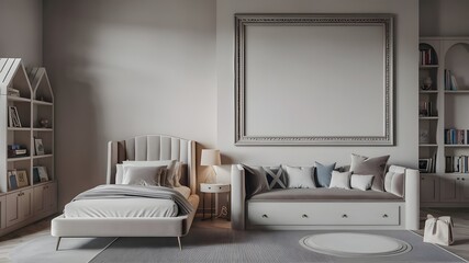 Modern luxury interior designs. Empty painted wall for mockup.Accent furniture and a blank background.Interior trend 2024 year Modern luxury apricot room interior home designs. Mockup wall, Mockups