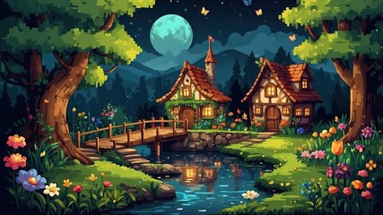 Fototapeta premium Illustration of the cottage as from a fairy tale