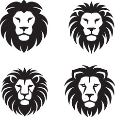Lion head vector silhouette image set