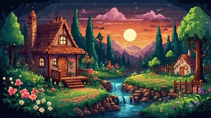 Illustration of the cottage as from a fairy tale