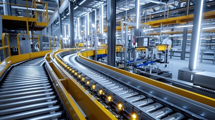 Fototapeta premium Streamlined Automated Conveyor Systems in a Smart Power Plant for Efficient Energy Production