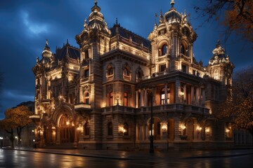 Naklejka premium Budapest, Hungary, the Hungarian state opera (Magyar Allami Operaház), an elegant building., generative IA