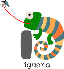 Educational illustration of letter I from alphabet.	