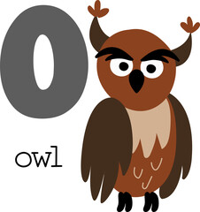 Educational illustration of letter O from alphabet.	