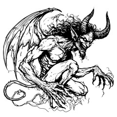 Striking vector art of Lucifer, embodying a blend of rebellion and allure. A captivating portrayal of the fallen angel with intricate, bold details