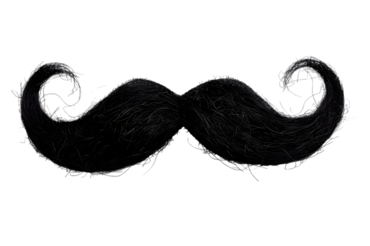 Black moustache isolated on transparent background