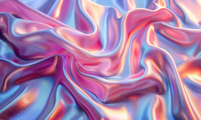 Fototapeta premium Pastel, liquid flow backgrounds, iridescent fabric, bright multi-colored fabric, shiny mother-of-pearl fabric create a colorful spectrum.
