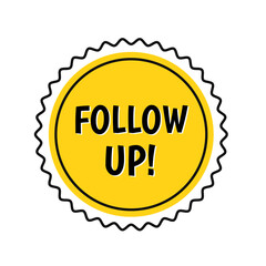 Follow up customers speaking communication icon badge design vector