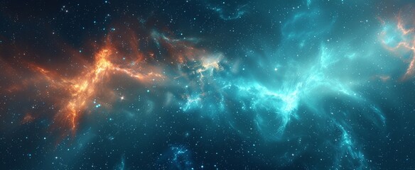 Obraz premium Ethereal Aurora Borealis Illuminating Cosmic Night Sky with Copy Space for Text