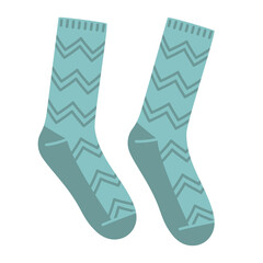 Woolen socks. Winter warm socks pair. Clothes for foot. Flat isolated vector illustration