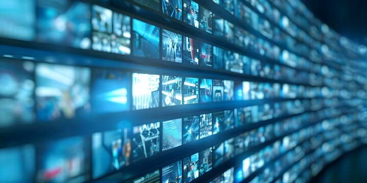 Multifaceted multimedia expertise for web streaming and TV technology channels. Concept Multimedia Production, Web Streaming, TV Technology, Channel Expertise