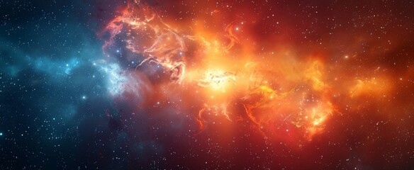 Fototapeta premium Cosmic Eruption: Vibrant Supernova Explosion Background with Copy Space