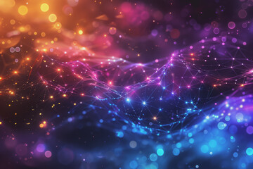 A beautiful Abstract digital technology background with network colorful connection lines.