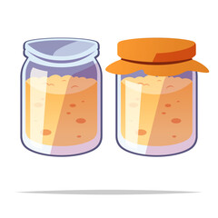 Sourdough starter in jar vector isolated illustration