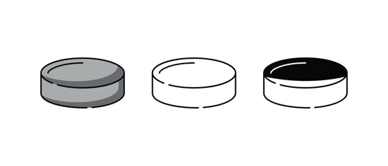 Hockey puck icons vector set stock illustration