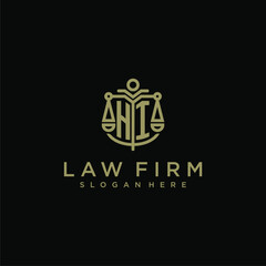 HI initial monogram logo for lawfirm with scale vector design