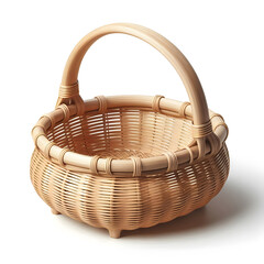 Traditional Bamboo Wicker Basket Isolated.