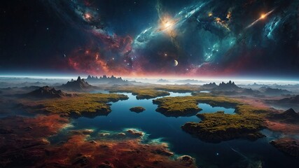 Beautiful abstract space planet landscape game art