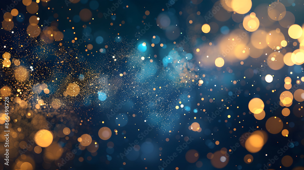 Canvas Prints abstract background with dark blue and gold particle. christmas golden light shine particles bokeh o