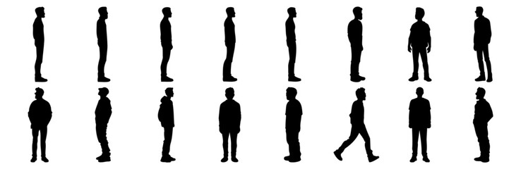Man silhouettes set, pack of vector silhouette design, isolated background