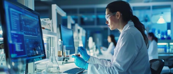 Scientist Conducting Research in Modern Laboratory with Advanced Technology and Equipment