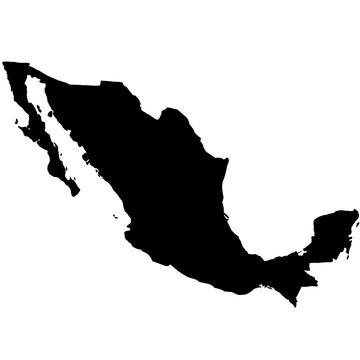mexico map silhouette on transparent background