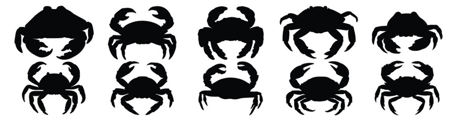 Crab silhouette set vector design big pack of illustration and icon