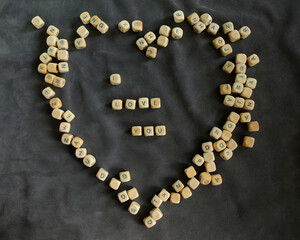 Buchstabenwürfel, Holzwürfel, I love you, Liebe, lieben, Herz