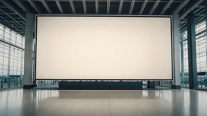 Large empty screen in modern building interior.