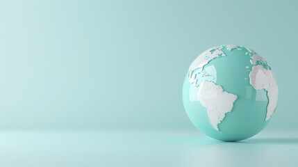 Fototapeta premium A simple and elegant blue globe on a clean, white background, representing global concepts such as travel, communication, and unity. Perfect for projects requiring a modern and minimalist look.