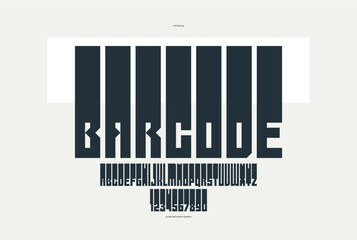 Brutal geometric square and bold and strong vector geometric font for logos and emblems, display typeface for posters, heavy and thick letters alphabet in modern style.