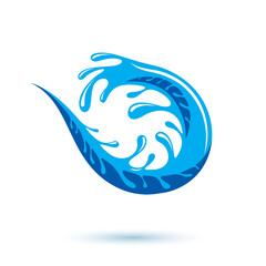 Vector blue clear water drop icon for use in mineral water advertising. Environment protection concept.