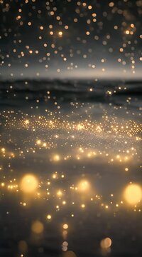 Gold and silver colored glowing glow out of focus blurred particles and lights and waves