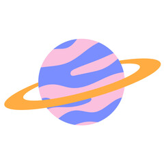 pink and purple planet with ring