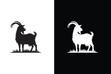 Goat icon vector illustration. Silhouette goat icon black white background.