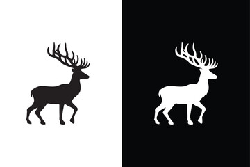 Deer silhouette. Deer icon vector illustration logo on white black