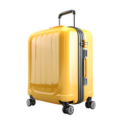 Luggage, large polycarbonate suitcase isolated on transparent background