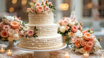 wedding cake with candles HD 8K wallpaper Stock Photographic Image 