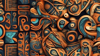 Pattern wallpaper ethnic ornaments earth color